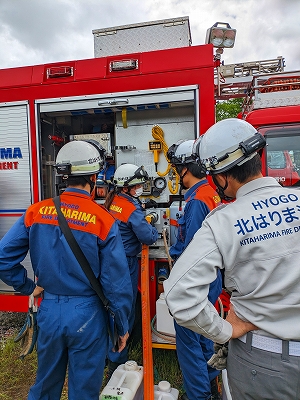 外付の泡消火薬剤混入方式の操作