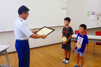 消防協力者感謝状贈呈式（７月３日）市立社小学校